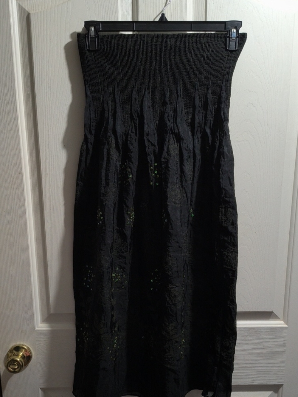 Lapis Strapless Black Maxi Dress with Smocked Bodice